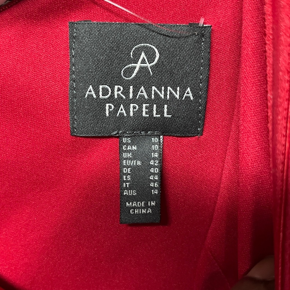 Adrianna Papell Pants Jumpsuit 10 Red One Shoulder Cape‎ Overlay Wide Leg 3851 - Picture 4 of 8